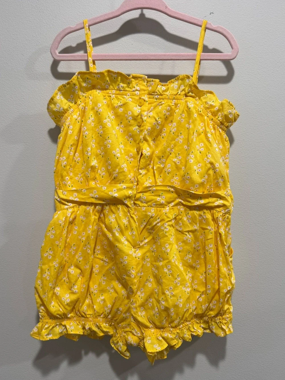 Janie and Jack Yellow Floral Cotton Bubble Romper Sunsuit Ruffle Size 4 4T⁠